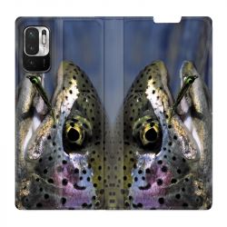 Housse Cuir Portefeuille Pour Xiaomi Redmi Note 10 5G Peche Truite