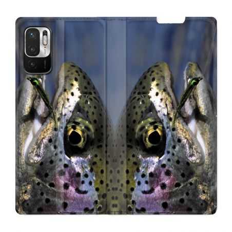 Housse Cuir Portefeuille Pour Xiaomi Redmi Note 10 5G Peche Truite