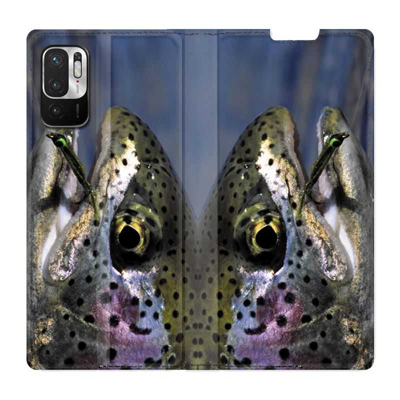 Housse Cuir Portefeuille Pour Xiaomi Redmi Note 10 5G Peche Truite