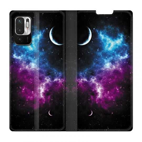 Housse Cuir Portefeuille Pour Xiaomi Redmi Note 10 5G Univers Bleu Violet