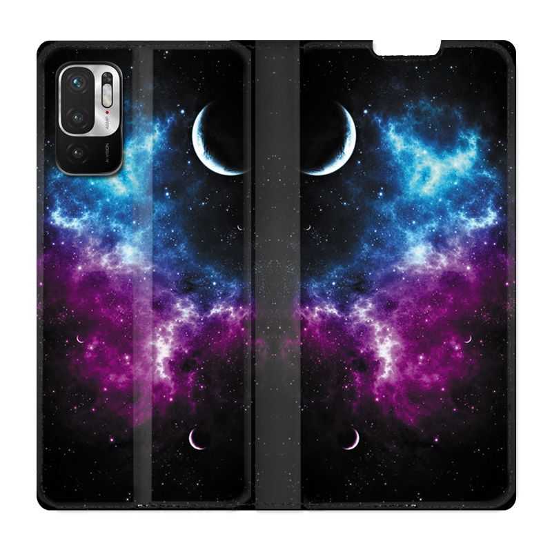 Housse Cuir Portefeuille Pour Xiaomi Redmi Note 10 5G Univers Bleu Violet