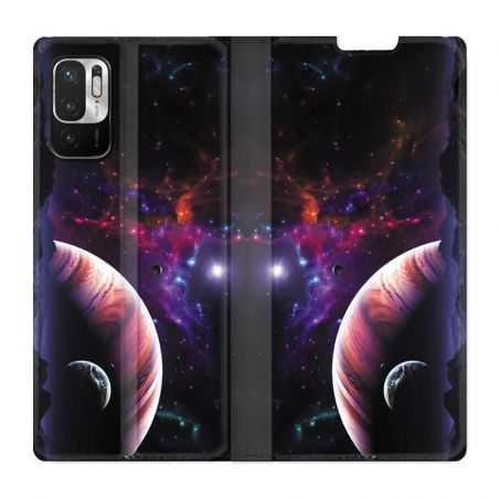 Housse Cuir Portefeuille Pour Xiaomi Redmi Note 10 5G Planete Rouge