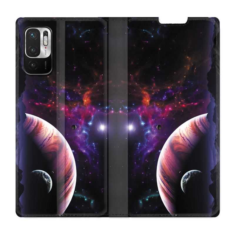 Housse Cuir Portefeuille Pour Xiaomi Redmi Note 10 5G Planete Rouge