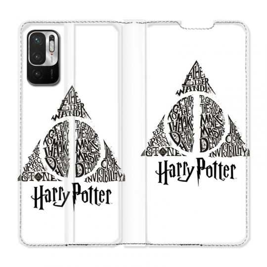 Housse Cuir Portefeuille Pour Xiaomi Redmi Note 10 5G WB License Harry Potter Triangle Blanc
