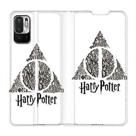 Housse Cuir Portefeuille Pour Xiaomi Redmi Note 10 5G WB License Harry Potter Triangle Blanc