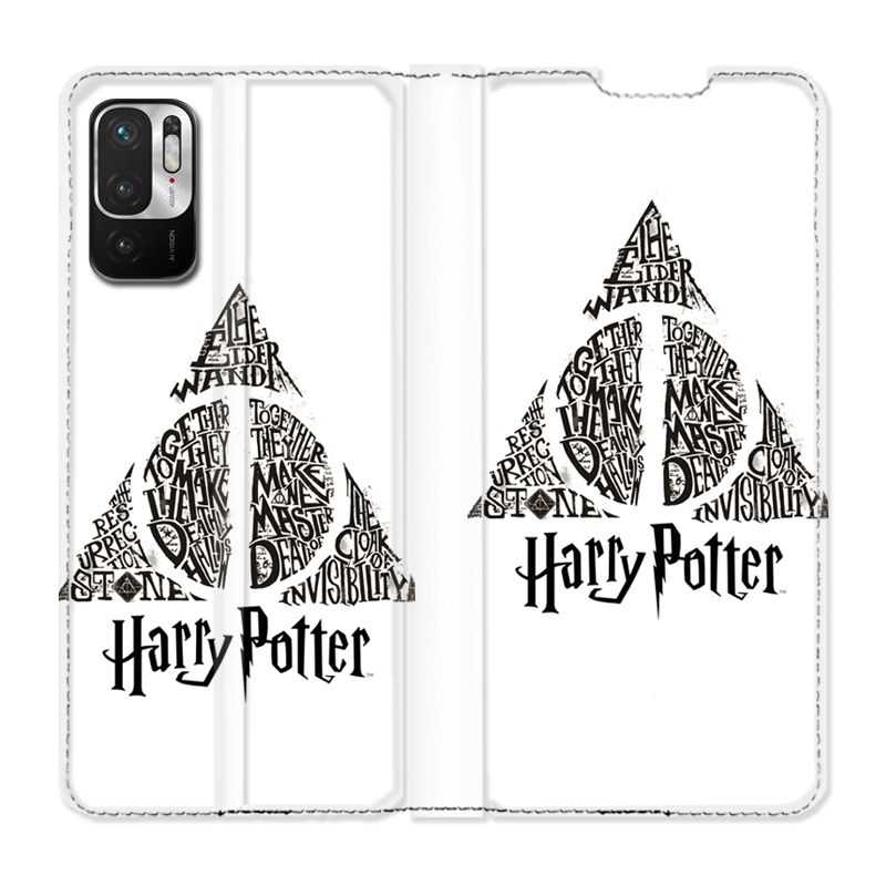 Housse Cuir Portefeuille Pour Xiaomi Redmi Note 10 5G WB License Harry Potter Triangle Blanc