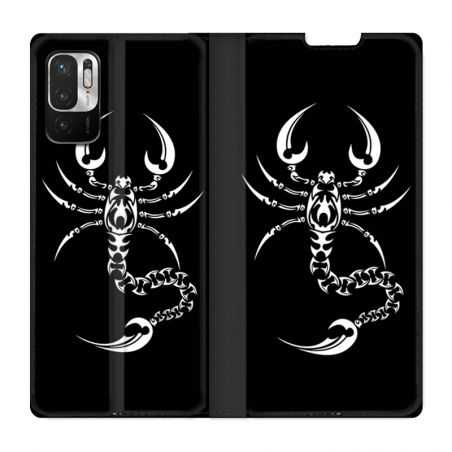 Housse Cuir Portefeuille Pour Xiaomi Redmi Note 10 5G Scorpion Noir