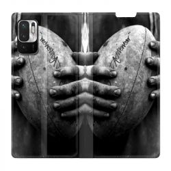 Housse Cuir Portefeuille Pour Xiaomi Redmi Note 10 5G Rugby Ballon Vintage