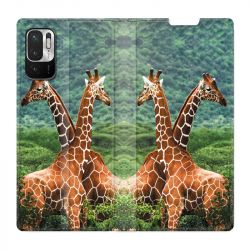 Housse Cuir Portefeuille Pour Xiaomi Redmi Note 10 5G Savane Girafe Duo