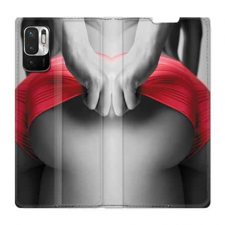 Housse Cuir Portefeuille Pour Xiaomi Redmi Note 10 5G Sexy Tanga Rouge