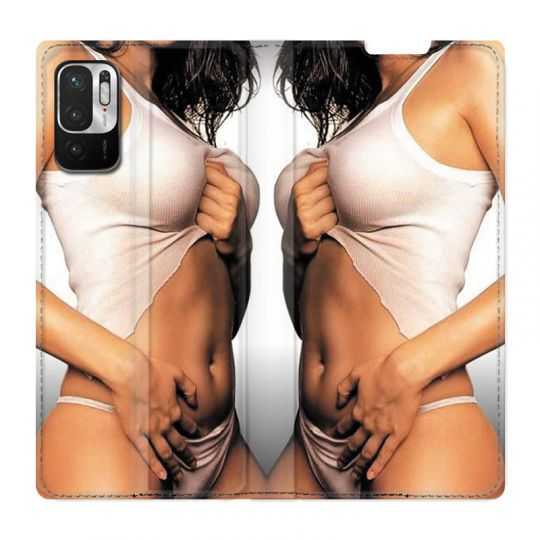 Housse Cuir Portefeuille Pour Xiaomi Redmi Note 10 5G Sexy Tee Shirt Blanc