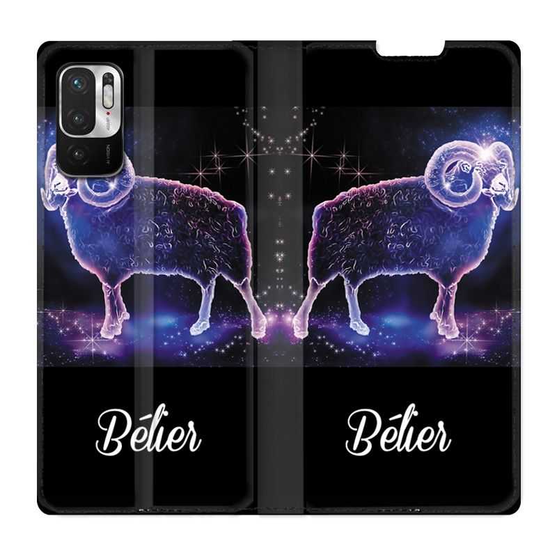 Housse Cuir Portefeuille Pour Xiaomi Redmi Note 10 5G Signe Zodiaque 2 Bélier