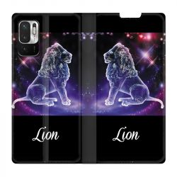 Housse Cuir Portefeuille Pour Xiaomi Redmi Note 10 5G Signe Zodiaque 2 Lion
