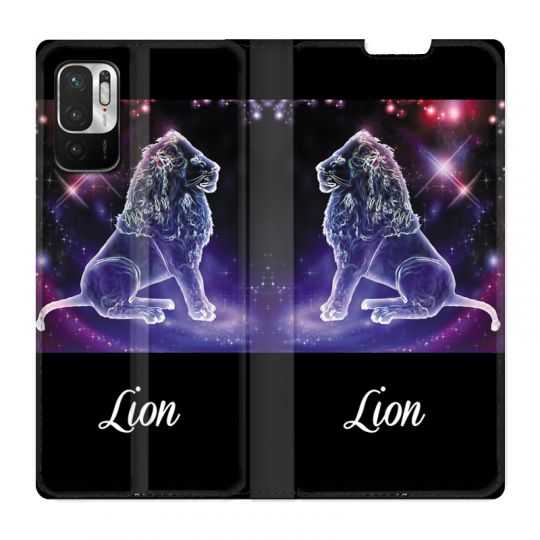Housse Cuir Portefeuille Pour Xiaomi Redmi Note 10 5G Signe Zodiaque 2 Lion
