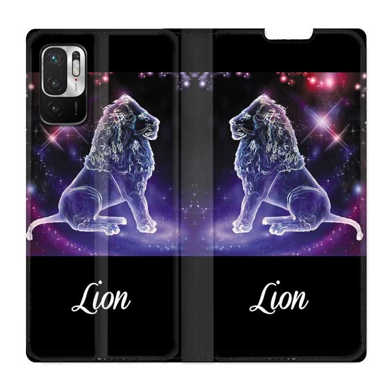 Housse Cuir Portefeuille Pour Xiaomi Redmi Note 10 5G Signe Zodiaque 2 Lion