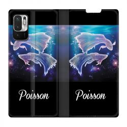 Housse Cuir Portefeuille Pour Xiaomi Redmi Note 10 5G Signe Zodiaque 2 Poisson
