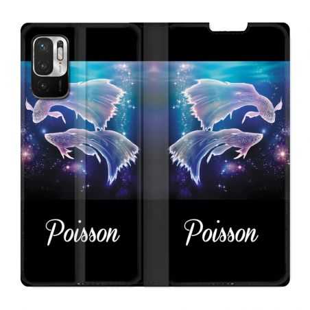 Housse Cuir Portefeuille Pour Xiaomi Redmi Note 10 5G Signe Zodiaque 2 Poisson