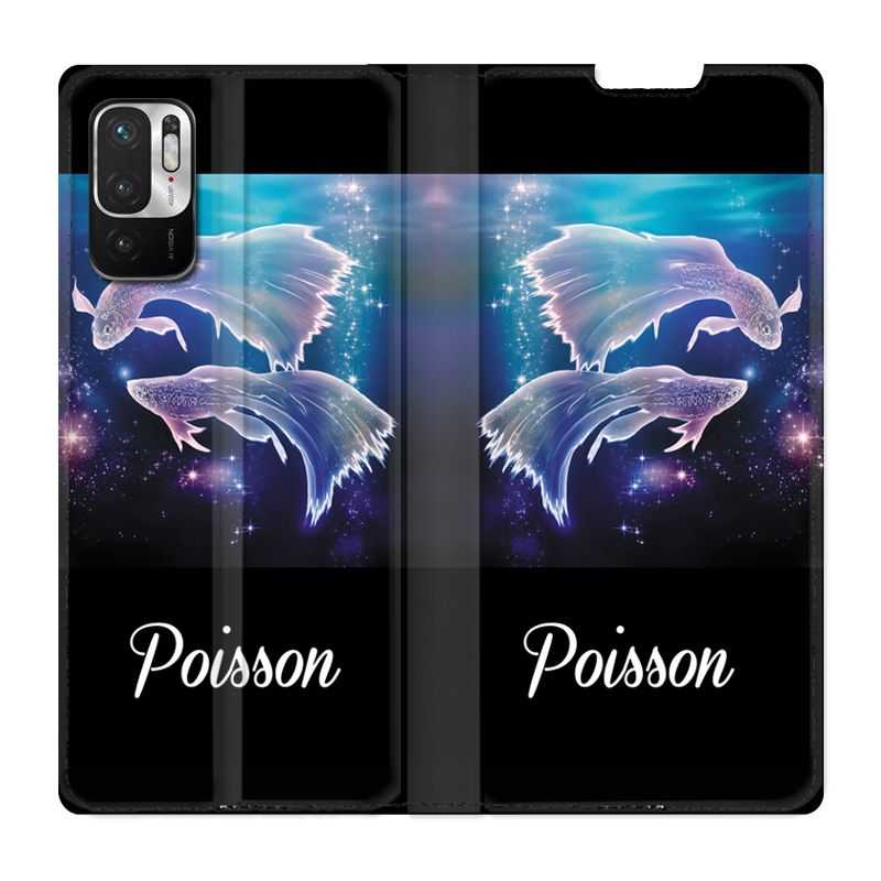 Housse Cuir Portefeuille Pour Xiaomi Redmi Note 10 5G Signe Zodiaque 2 Poisson