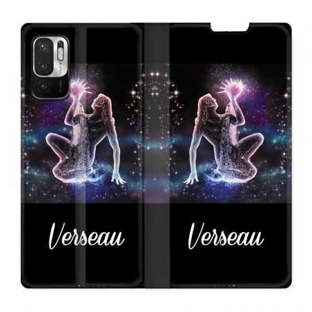 Housse Cuir Portefeuille Pour Xiaomi Redmi Note 10 5G Signe Zodiaque 2 Verseau