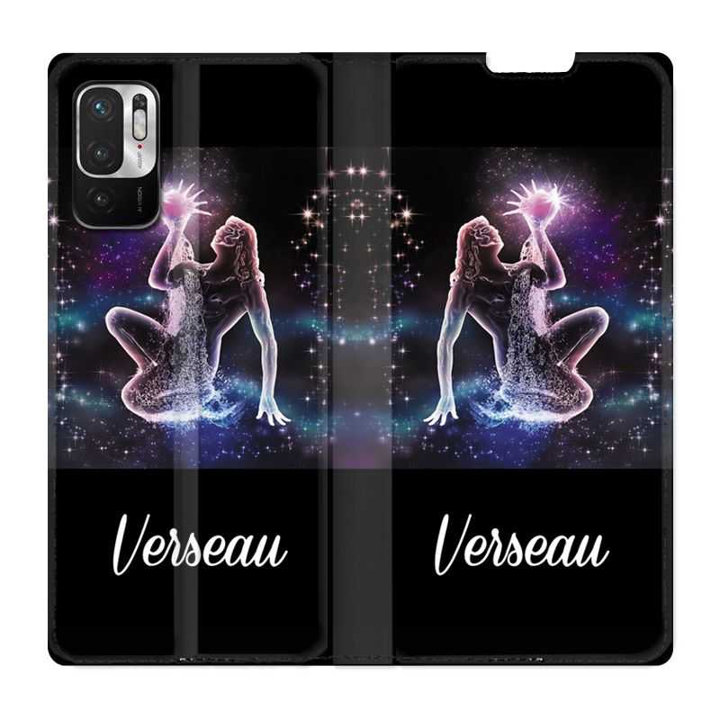 Housse Cuir Portefeuille Pour Xiaomi Redmi Note 10 5G Signe Zodiaque 2 Verseau