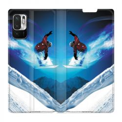 Housse Cuir Portefeuille Pour Xiaomi Redmi Note 10 5G Snowboard Saut