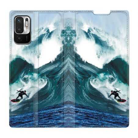Housse Cuir Portefeuille Pour Xiaomi Redmi Note 10 5G Surf Vague