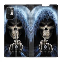 Housse Cuir Portefeuille Pour Xiaomi Redmi Note 10 5G Tete de Mort Doigt