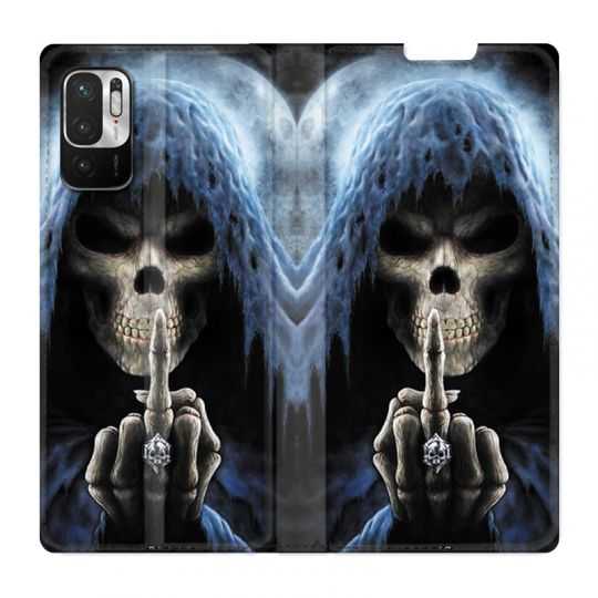 Housse Cuir Portefeuille Pour Xiaomi Redmi Note 10 5G Tete de Mort Doigt