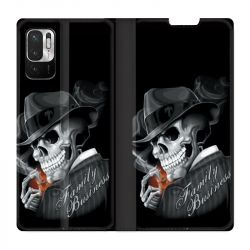 Housse Cuir Portefeuille Pour Xiaomi Redmi Note 10 5G Tete de Mort family business