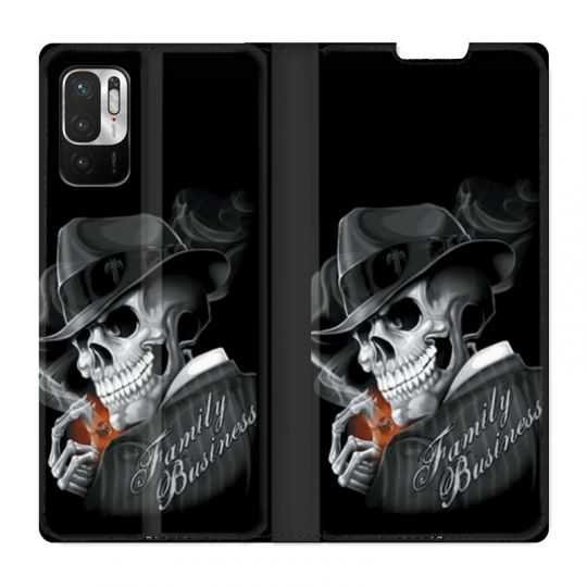 Housse Cuir Portefeuille Pour Xiaomi Redmi Note 10 5G Tete de Mort family business