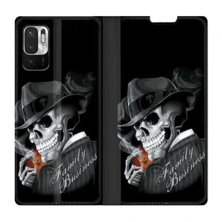 Housse Cuir Portefeuille Pour Xiaomi Redmi Note 10 5G Tete de Mort family business