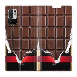Housse Cuir Portefeuille Pour Xiaomi Redmi Note 10 5G Trompe Oeil Chocolat
