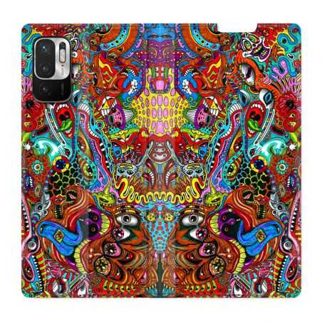 Housse Cuir Portefeuille Pour Xiaomi Redmi Note 10 5G Psychedelic Yeux