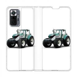 Housse Cuir Portefeuille Pour Xiaomi Redmi Note 10 Pro 5G Agriculture Tracteur Blanc