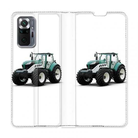 Housse Cuir Portefeuille Pour Xiaomi Redmi Note 10 Pro 5G Agriculture Tracteur Blanc