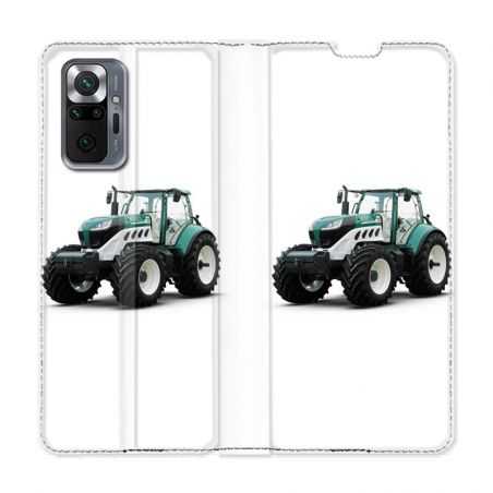 Housse Cuir Portefeuille Pour Xiaomi Redmi Note 10 Pro 5G Agriculture Tracteur Blanc