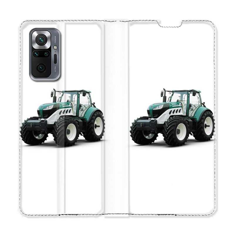 Housse Cuir Portefeuille Pour Xiaomi Redmi Note 10 Pro 5G Agriculture Tracteur Blanc