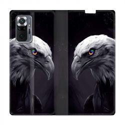 Housse Cuir Portefeuille Pour Xiaomi Redmi Note 10 Pro 5G Aigle Royal Noir