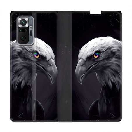 Housse Cuir Portefeuille Pour Xiaomi Redmi Note 10 Pro 5G Aigle Royal Noir