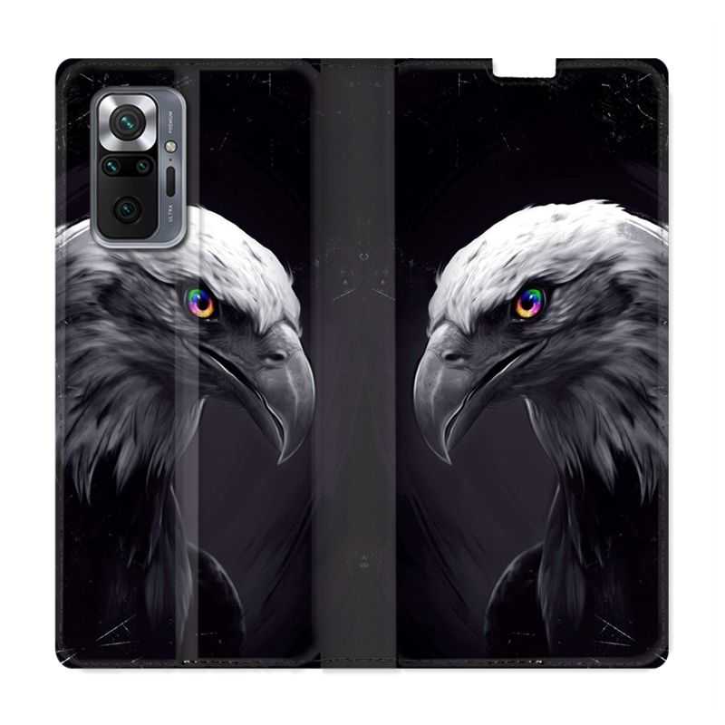 Housse Cuir Portefeuille Pour Xiaomi Redmi Note 10 Pro 5G Aigle Royal Noir
