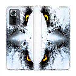 Housse Cuir Portefeuille Pour Xiaomi Redmi Note 10 Pro 5G Aigle Royal Blanc