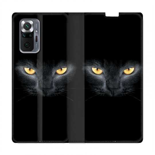Housse Cuir Portefeuille Pour Xiaomi Redmi Note 10 Pro 5G Chat Noir