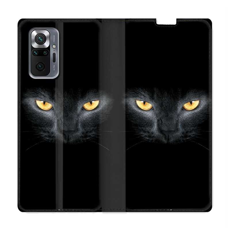 Housse Cuir Portefeuille Pour Xiaomi Redmi Note 10 Pro 5G Chat Noir
