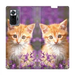 Housse Cuir Portefeuille Pour Xiaomi Redmi Note 10 Pro 5G Chat Violet