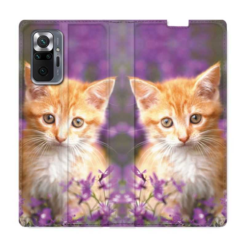 Housse Cuir Portefeuille Pour Xiaomi Redmi Note 10 Pro 5G Chat Violet