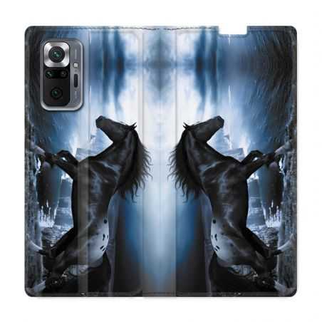 Housse Cuir Portefeuille Pour Xiaomi Redmi Note 10 Pro 5G Cheval Noir