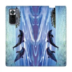 Housse Cuir Portefeuille Pour Xiaomi Redmi Note 10 Pro 5G Dauphin Ile