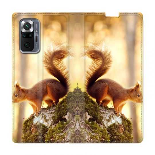 Housse Cuir Portefeuille Pour Xiaomi Redmi Note 10 Pro 5G Ecureuil Bois