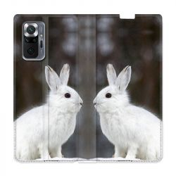 Housse Cuir Portefeuille Pour Xiaomi Redmi Note 10 Pro 5G Lapin Blanc