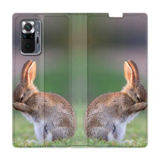 Housse Cuir Portefeuille Pour Xiaomi Redmi Note 10 Pro 5G Lapin Marron